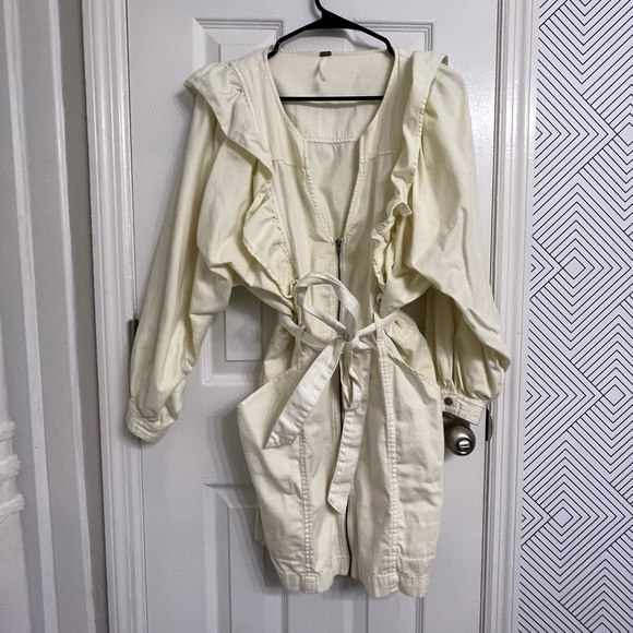 Cream Denim Dress. Free People. M. Barely Worn. - Picture 3 of 4